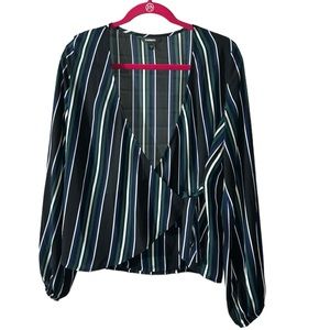 Express Stripe Cross tie Blouse, Size Medium